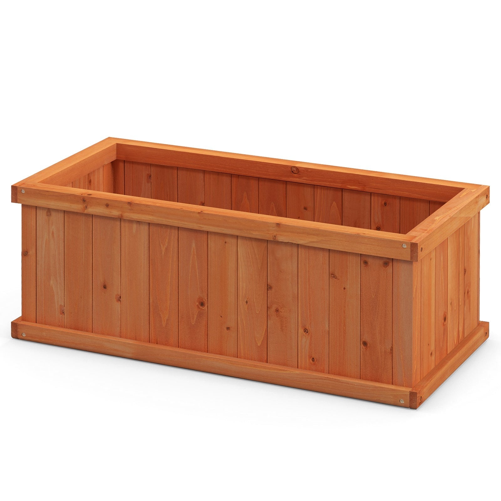Raised Garden Bed Wooden Planter Box with 4 Drainage Holes and Detachable Bottom Panels-Orange - Cheeky Garden