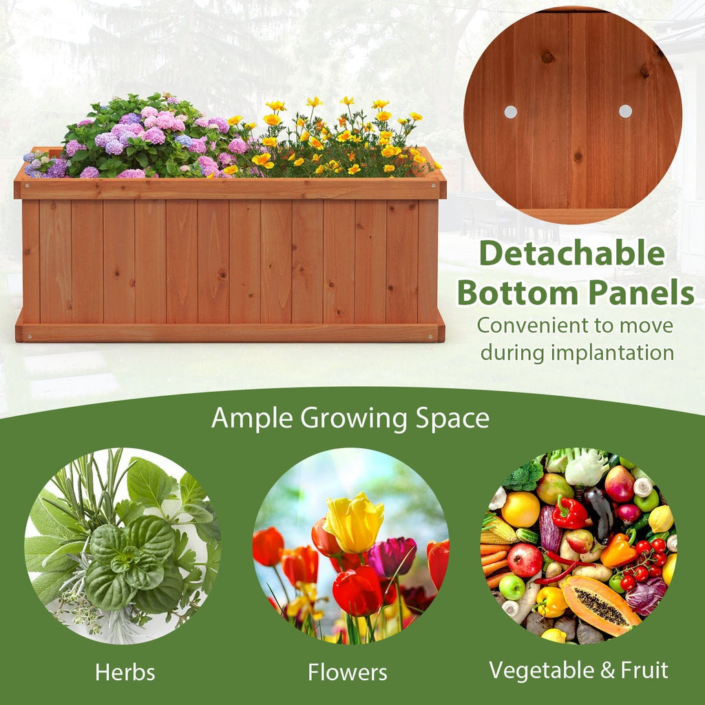 Raised Garden Bed Wooden Planter Box with 4 Drainage Holes and Detachable Bottom Panels-Orange - Cheeky Garden