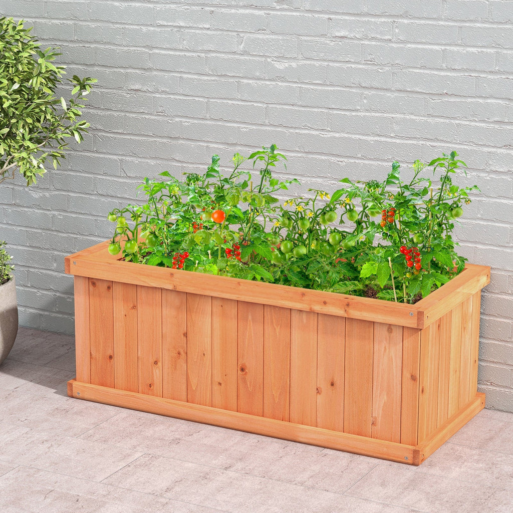 Raised Garden Bed Wooden Planter Box with 4 Drainage Holes and Detachable Bottom Panels-Orange - Cheeky Garden