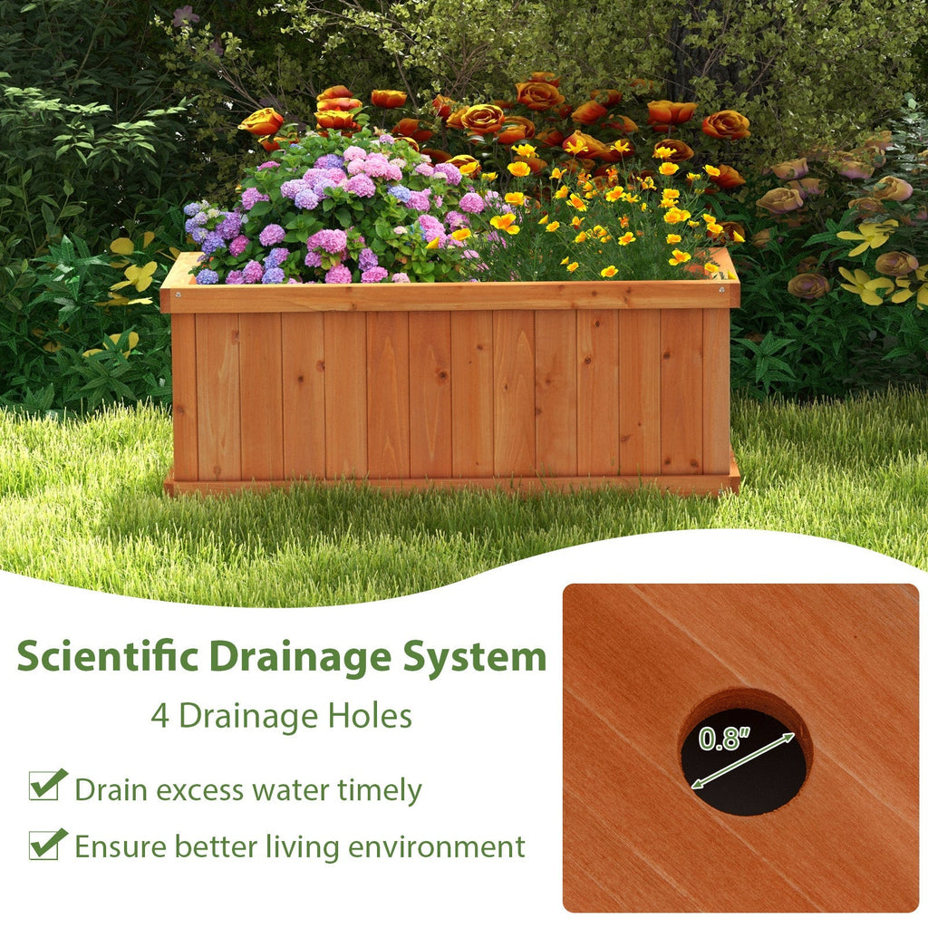 Raised Garden Bed Wooden Planter Box with 4 Drainage Holes and Detachable Bottom Panels-Orange - Cheeky Garden