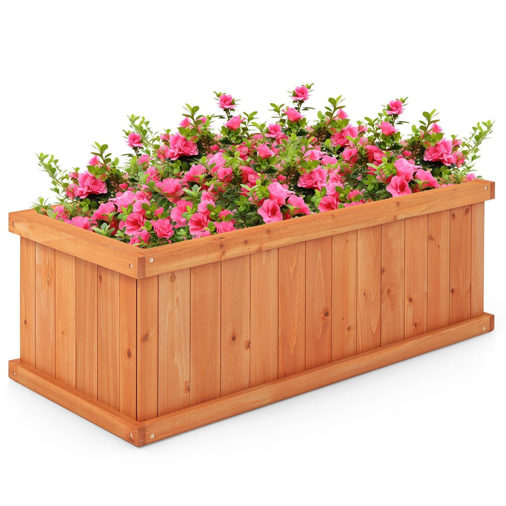 Raised Garden Bed Wooden Planter Box with 4 Drainage Holes and Detachable Bottom Panels-Orange - Cheeky Garden