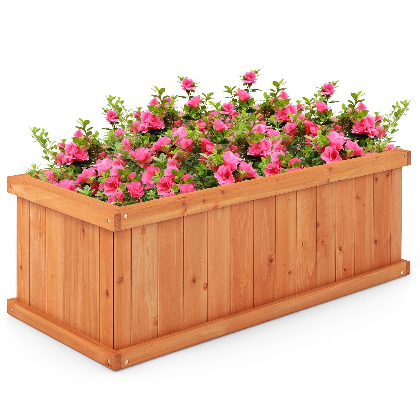 Raised Garden Bed Wooden Planter Box with 4 Drainage Holes and Detachable Bottom Panels-Orange - Cheeky Garden
