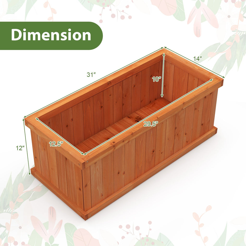 Raised Garden Bed Wooden Planter Box with 4 Drainage Holes and Detachable Bottom Panels-Orange - Cheeky Garden