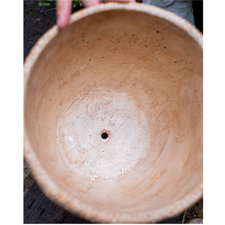 Rattan Pattern Edge Cement Planter - Cheeky Garden