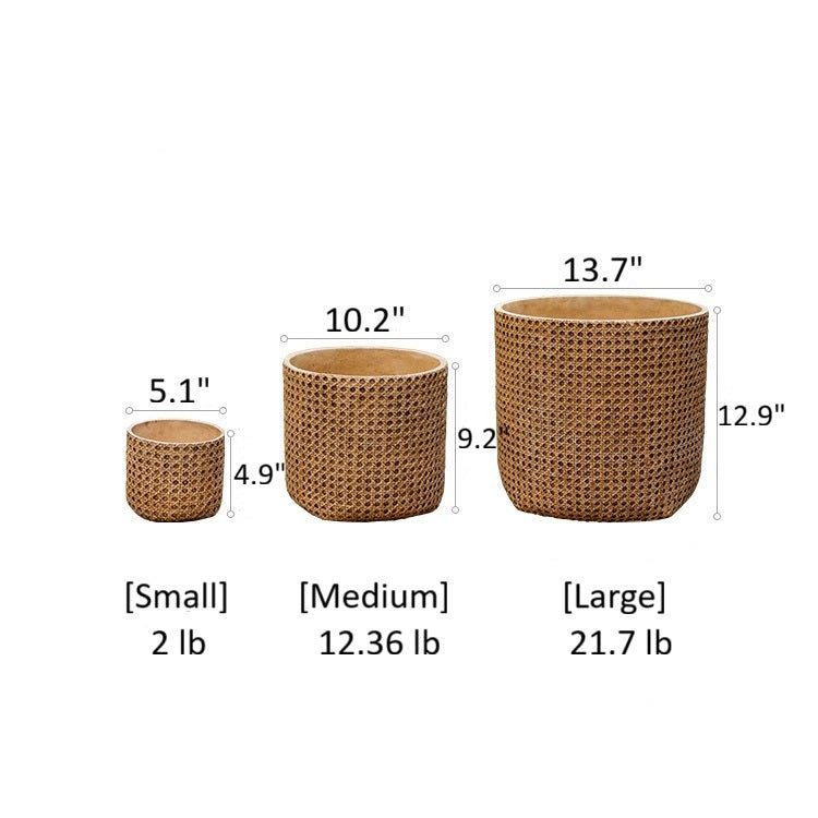 Rattan Texture Cement Planter - Cheeky Garden