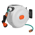 Retractable Garden Hose Reel Wall Mounted Automatic Water Hose Reel with Any Length Lock 8 Pattern Spraying Modes 180° Swivel Bracket - Cheeky Garden