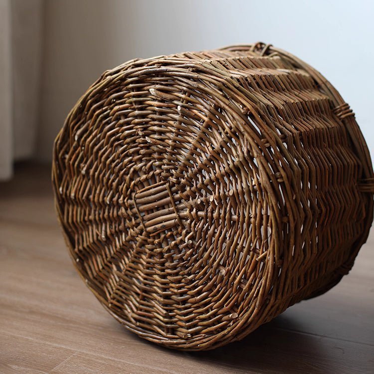 Rustic Round Wicker Planter with Liner - Cheeky Garden