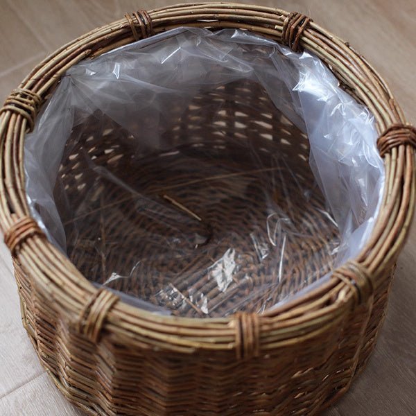 Rustic Round Wicker Planter with Liner - Cheeky Garden