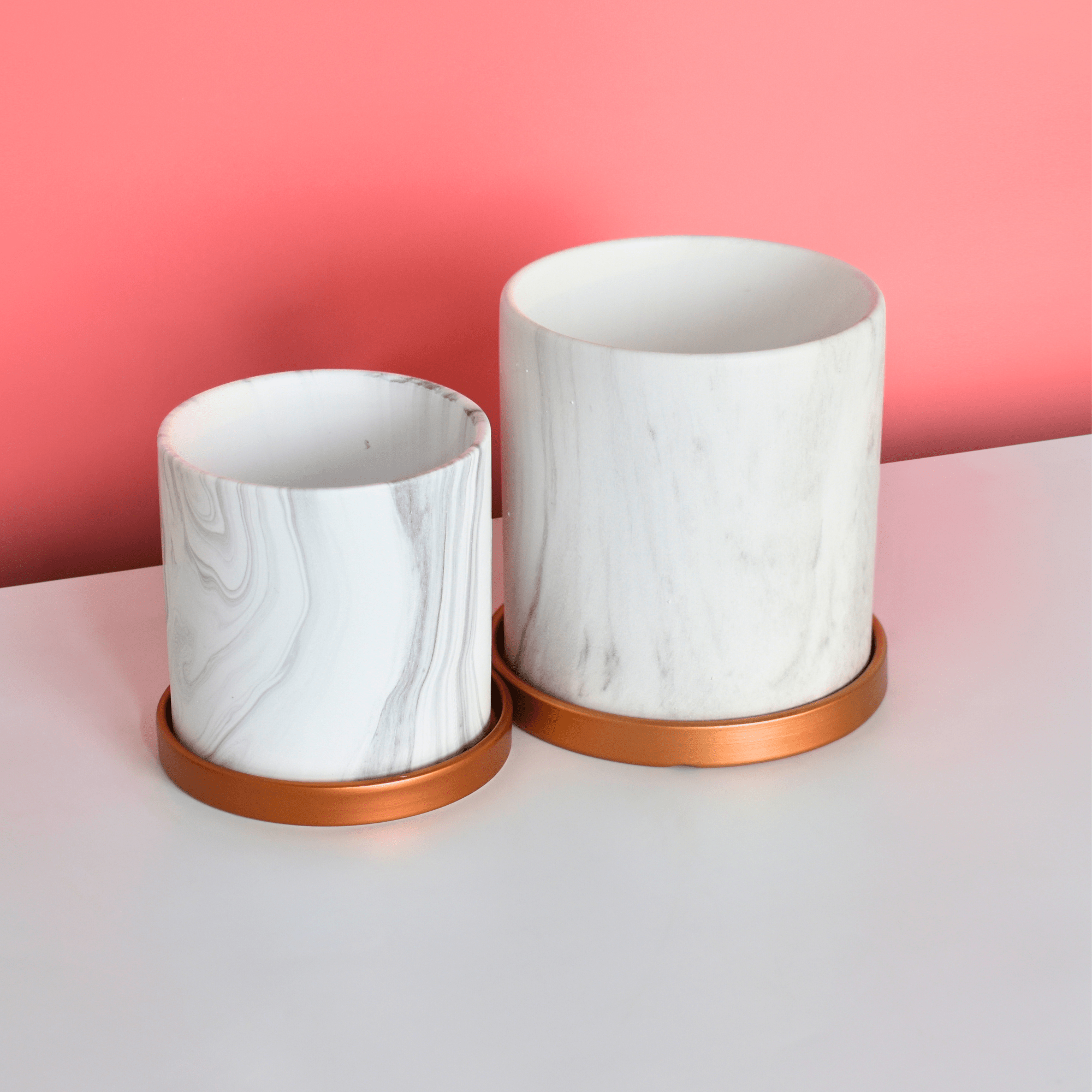 Selene & Athena Ceramic Marble Planter Bundle – Empty - Cheeky Garden