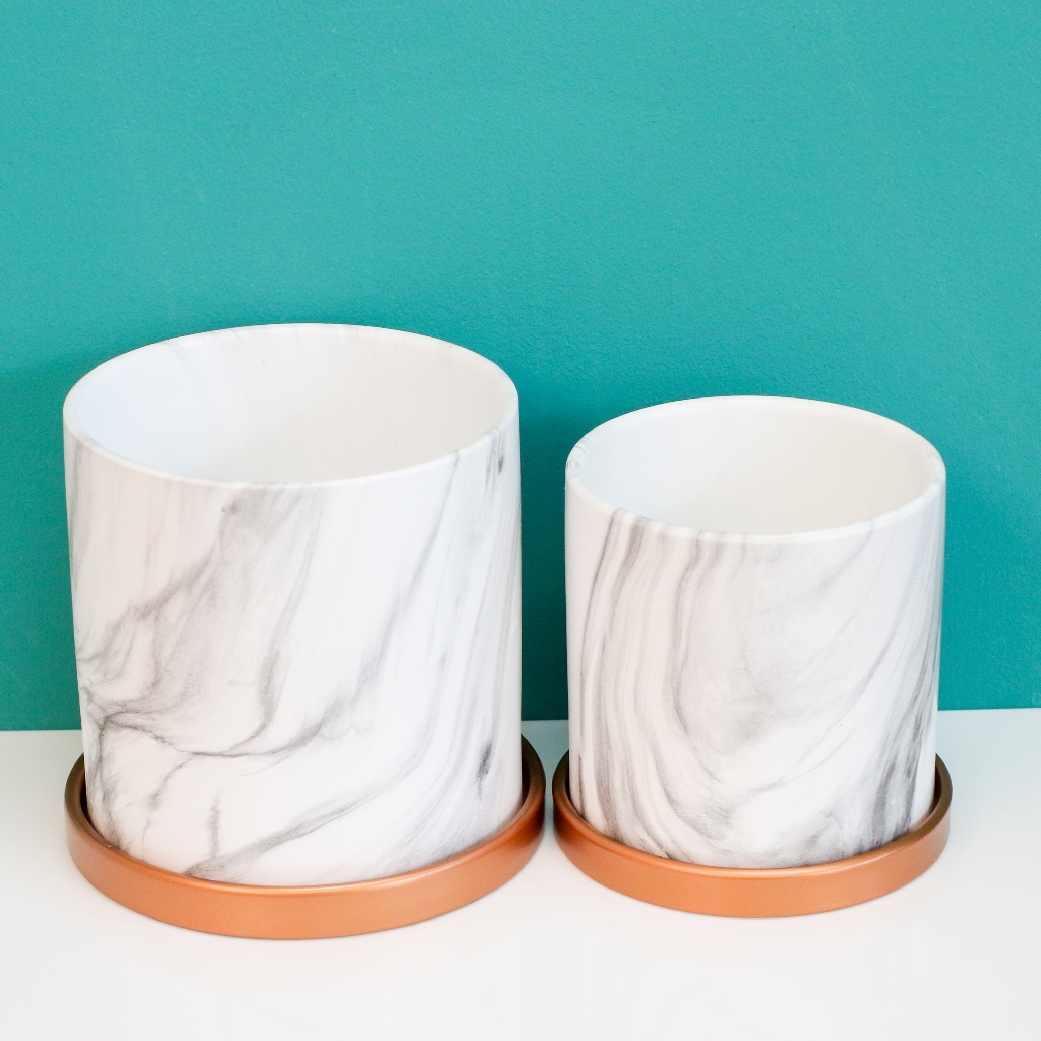 Selene & Athena Ceramic Marble Planter Bundle – Empty - Cheeky Garden