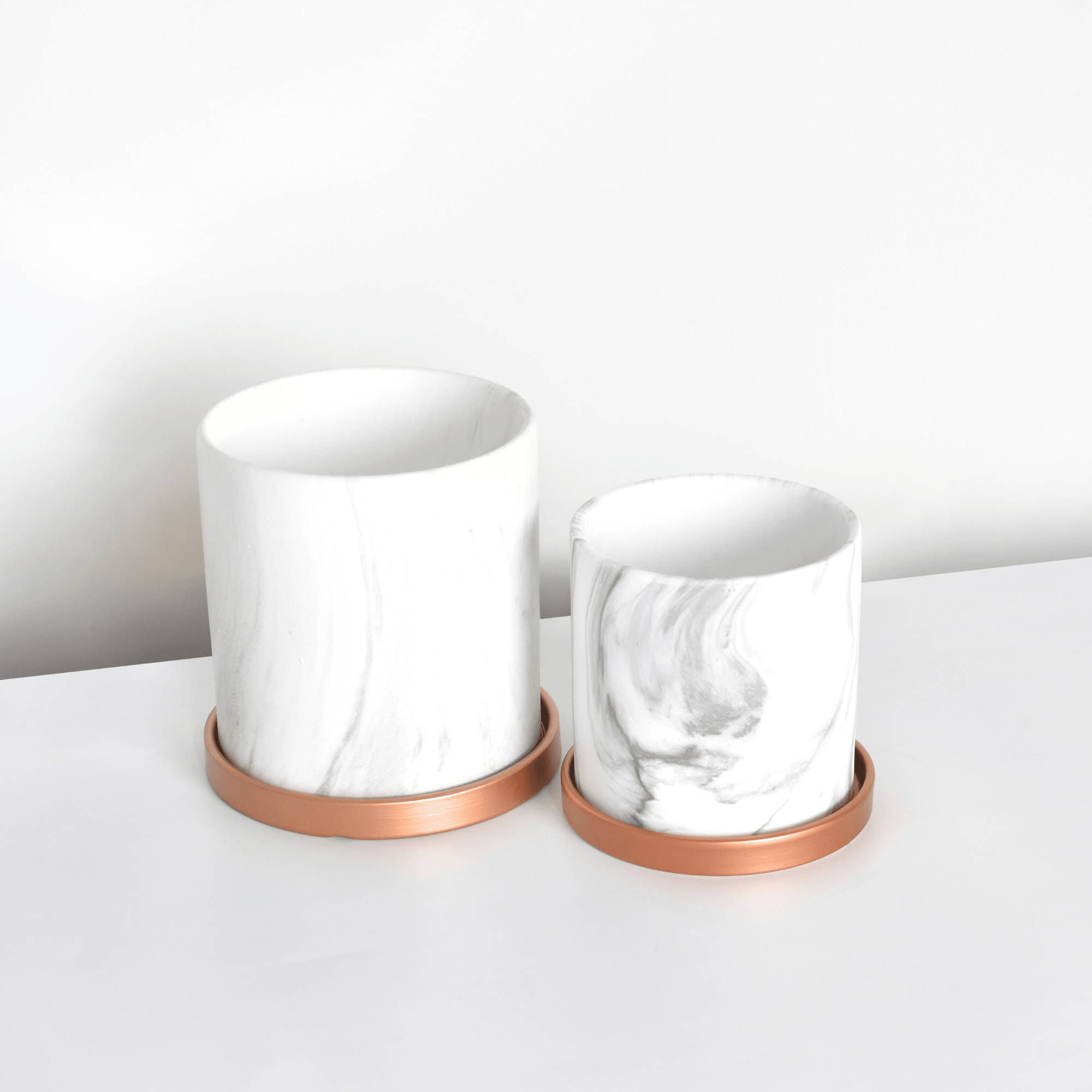 Selene & Athena Ceramic Marble Planter Bundle – Empty - Cheeky Garden