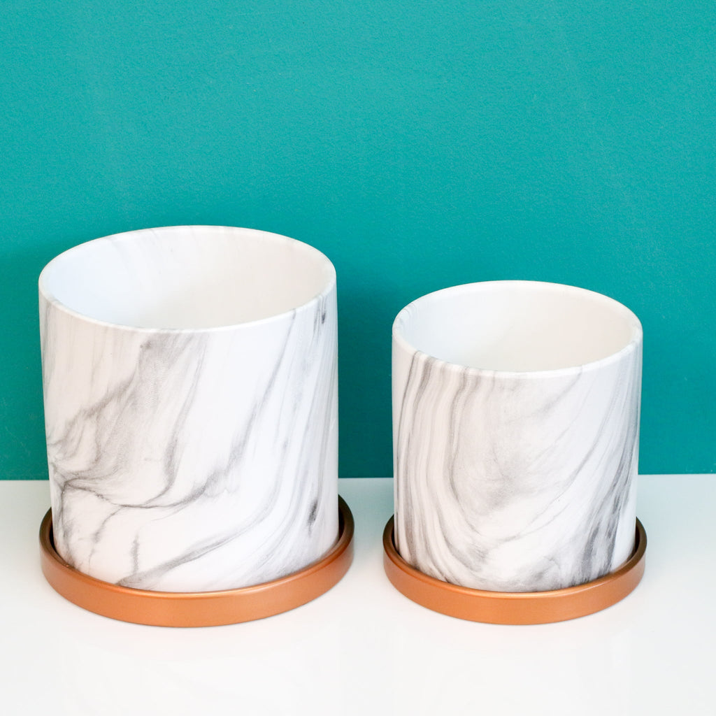 Selene & Athena Ceramic Marble Planter Bundle – Empty - Cheeky Garden
