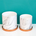 Selene & Athena Ceramic Marble Planter Bundle – Empty - Cheeky Garden