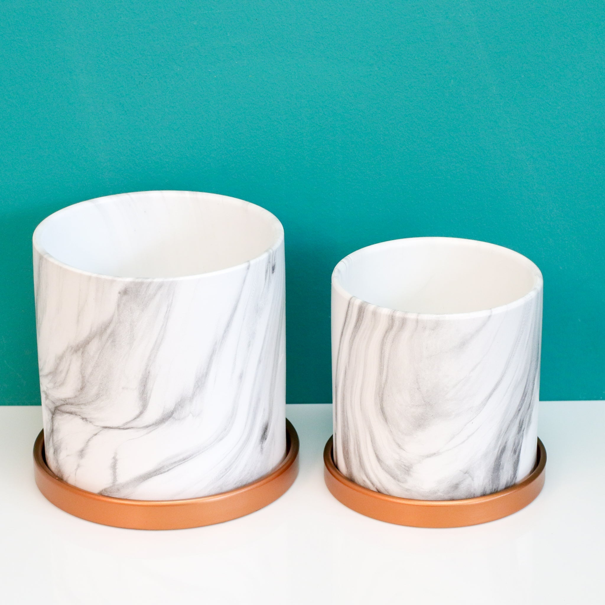 Selene & Athena Ceramic Marble Planter Bundle – Empty - Cheeky Garden