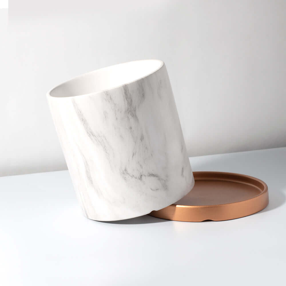 Selene Large Ceramic 6.5" Marble Planter - Empty - Cheeky Garden