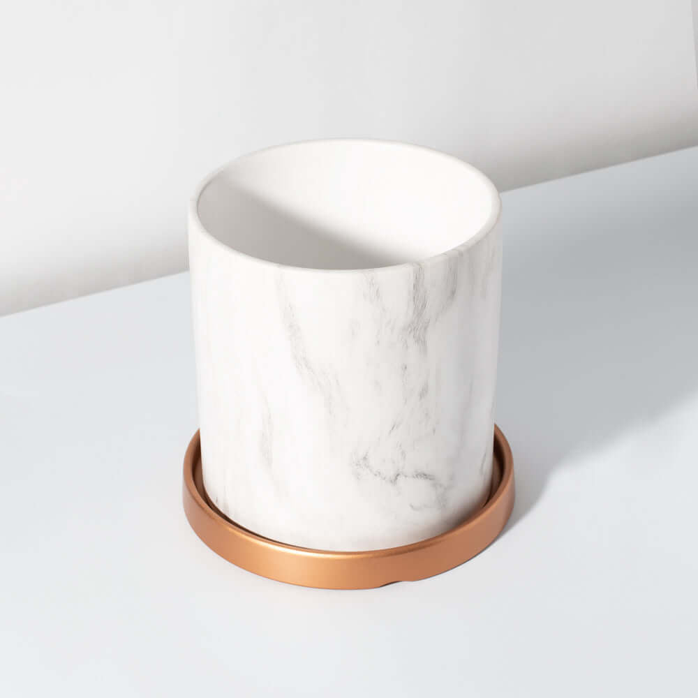 Selene Large Ceramic 6.5" Marble Planter - Empty - Cheeky Garden
