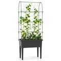 Self-watering Raised Garden Bed Elevated Planter with Climbing Trellis-Black - Cheeky Garden