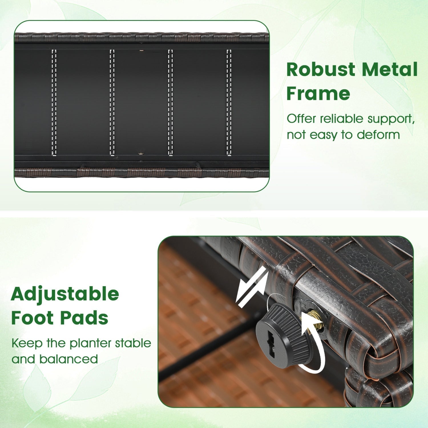 Set of 2 49 Inch Raised Garden Bed with Trellis and Wicker Planter Box - Cheeky Garden