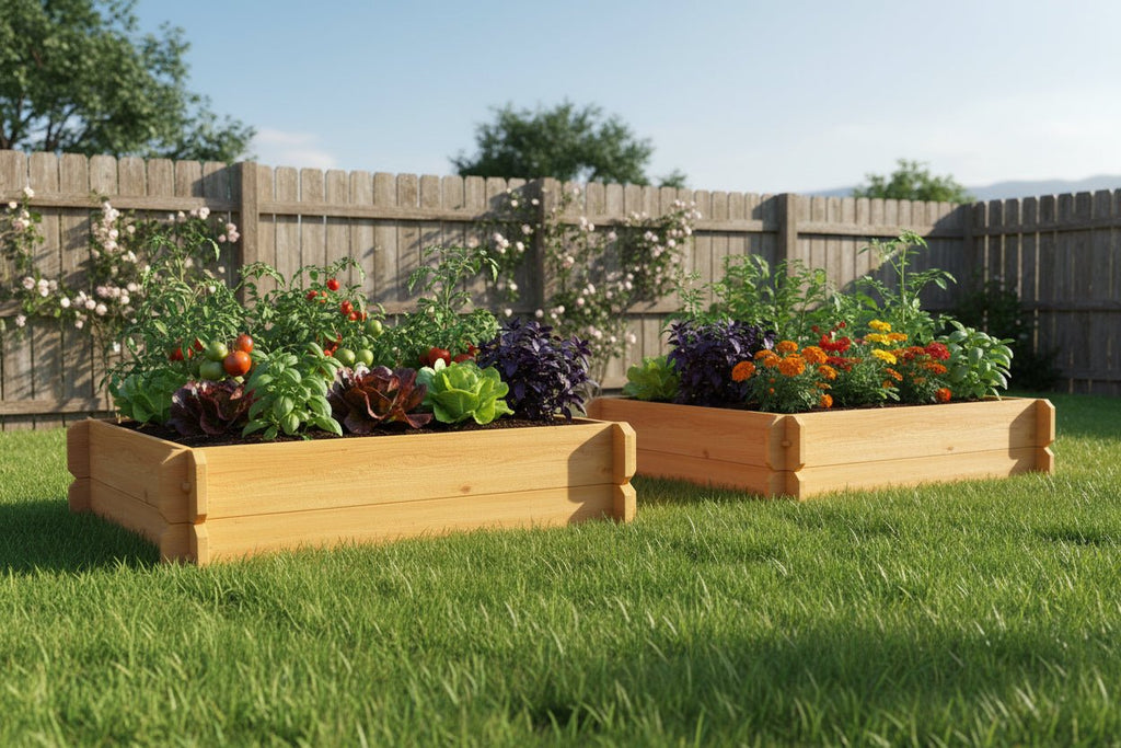Set of 2 Easy Double Deep Cedar Raised Bed Kits – 2’ x 3’ - Cheeky Garden