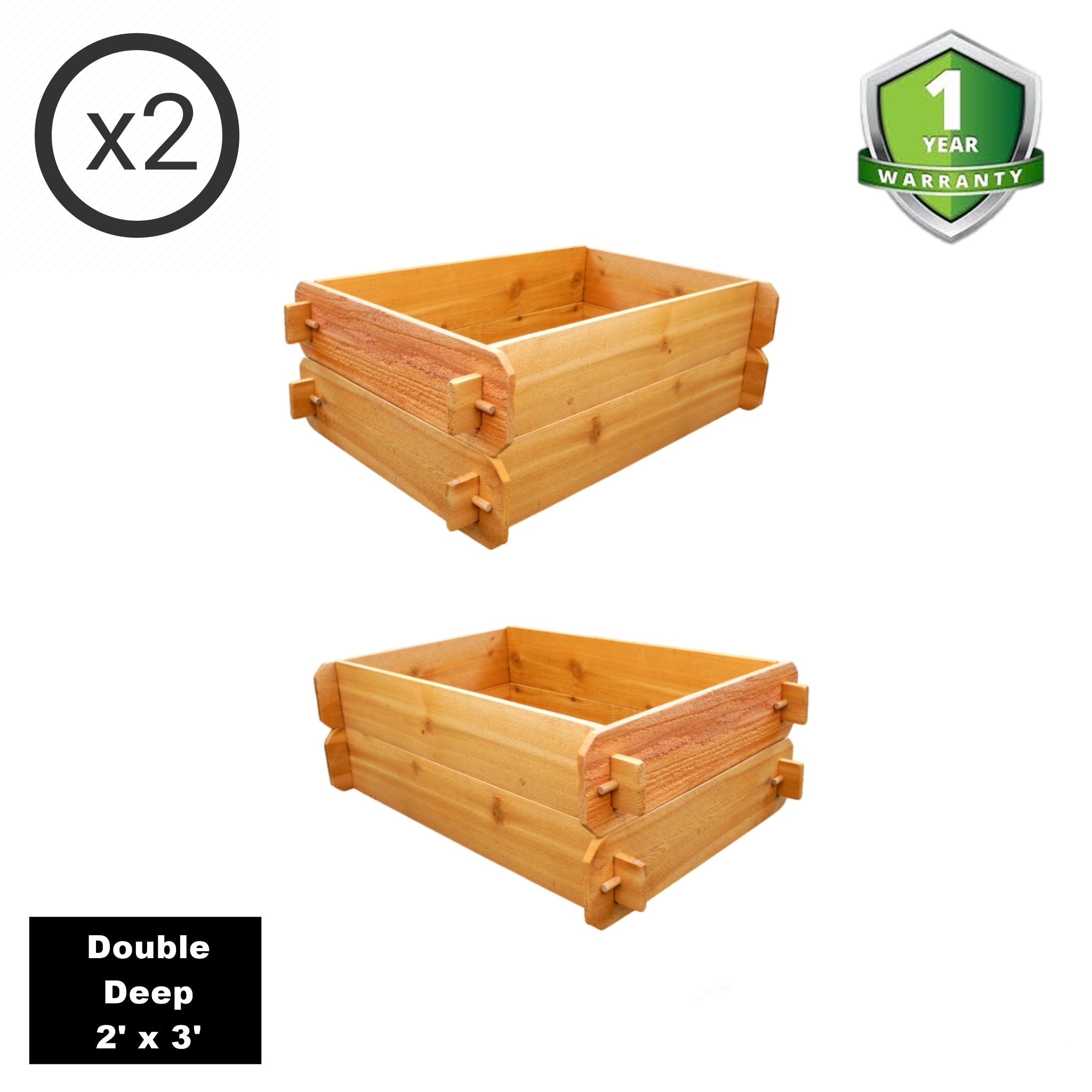 Set of 2 Easy Double Deep Cedar Raised Bed Kits – 2’ x 3’ - Cheeky Garden