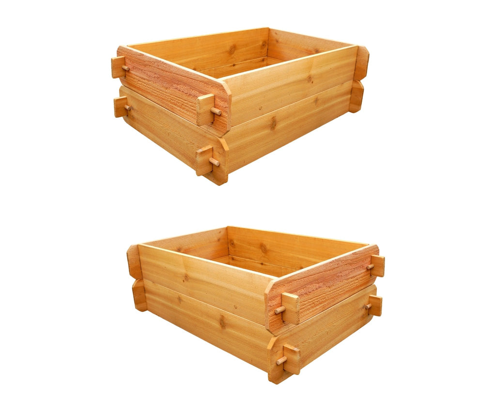 Set of 2 Easy Double Deep Cedar Raised Bed Kits – 2’ x 3’ - Cheeky Garden
