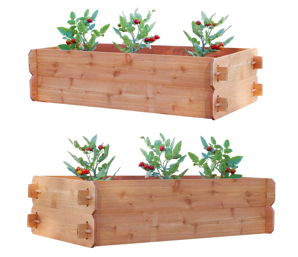 Set of 2 Easy Double Deep Cedar Raised Bed Kits – 2’ x 4’ - Cheeky Garden