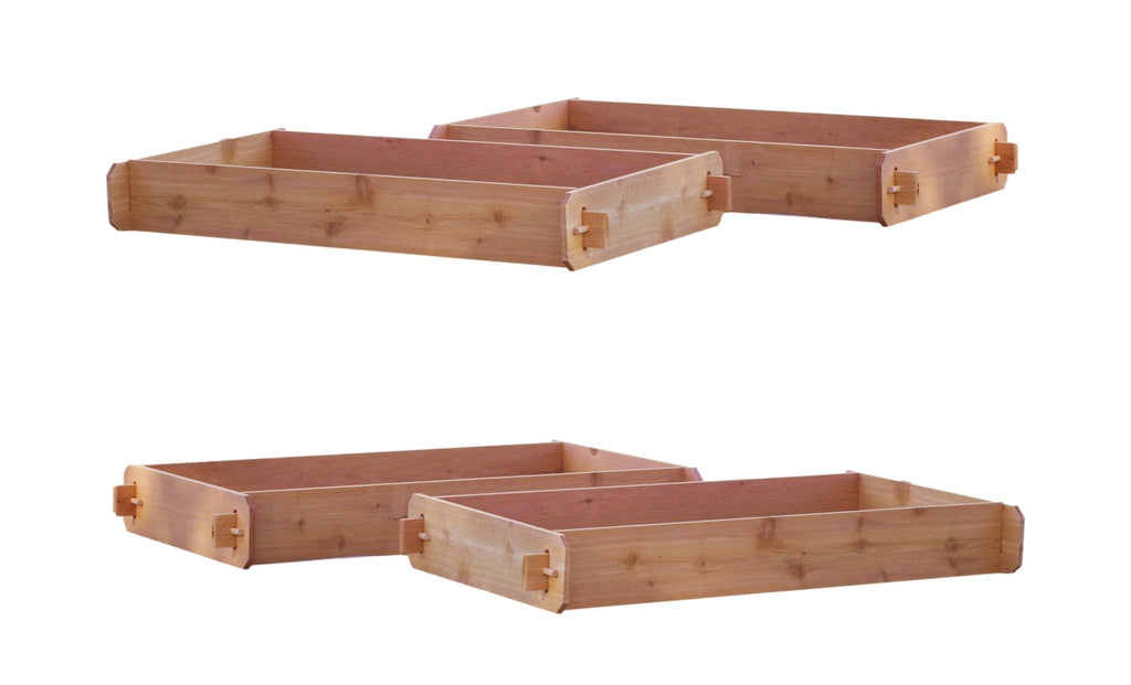Set of 2 Easy Double Deep Cedar Raised Bed Kits – 2’ x 4’ - Cheeky Garden