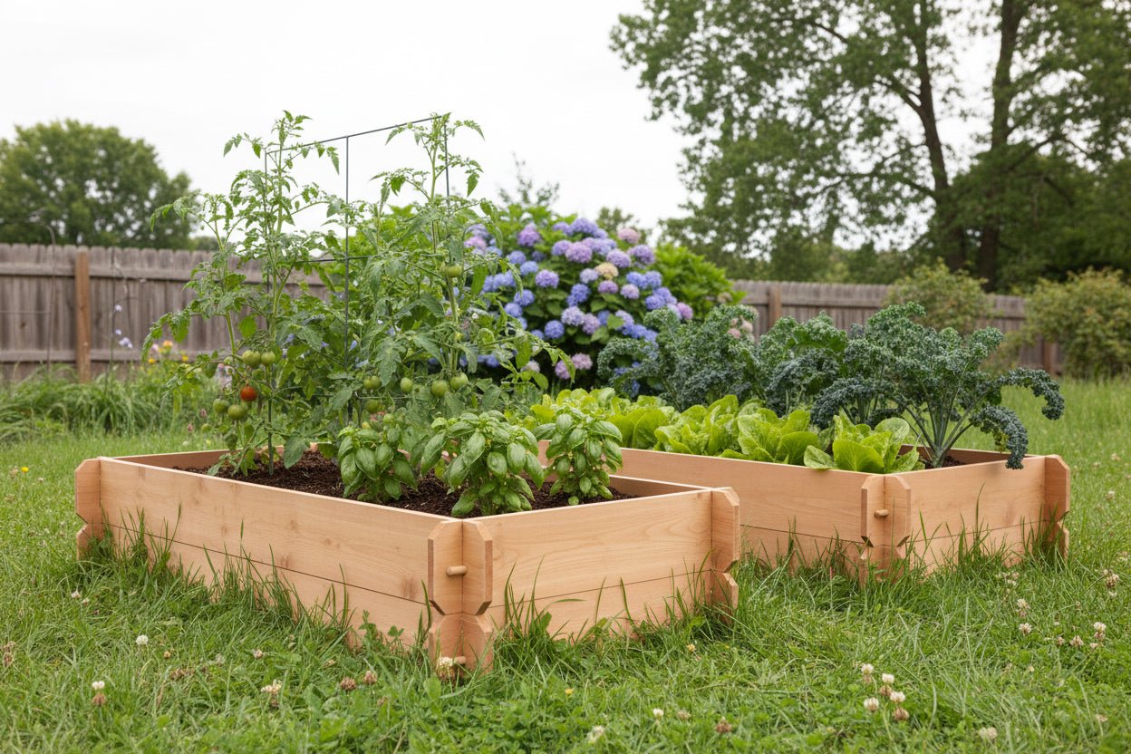 Set of 2 Easy Double Deep Cedar Raised Bed Kits – 2’ x 4’ - Cheeky Garden