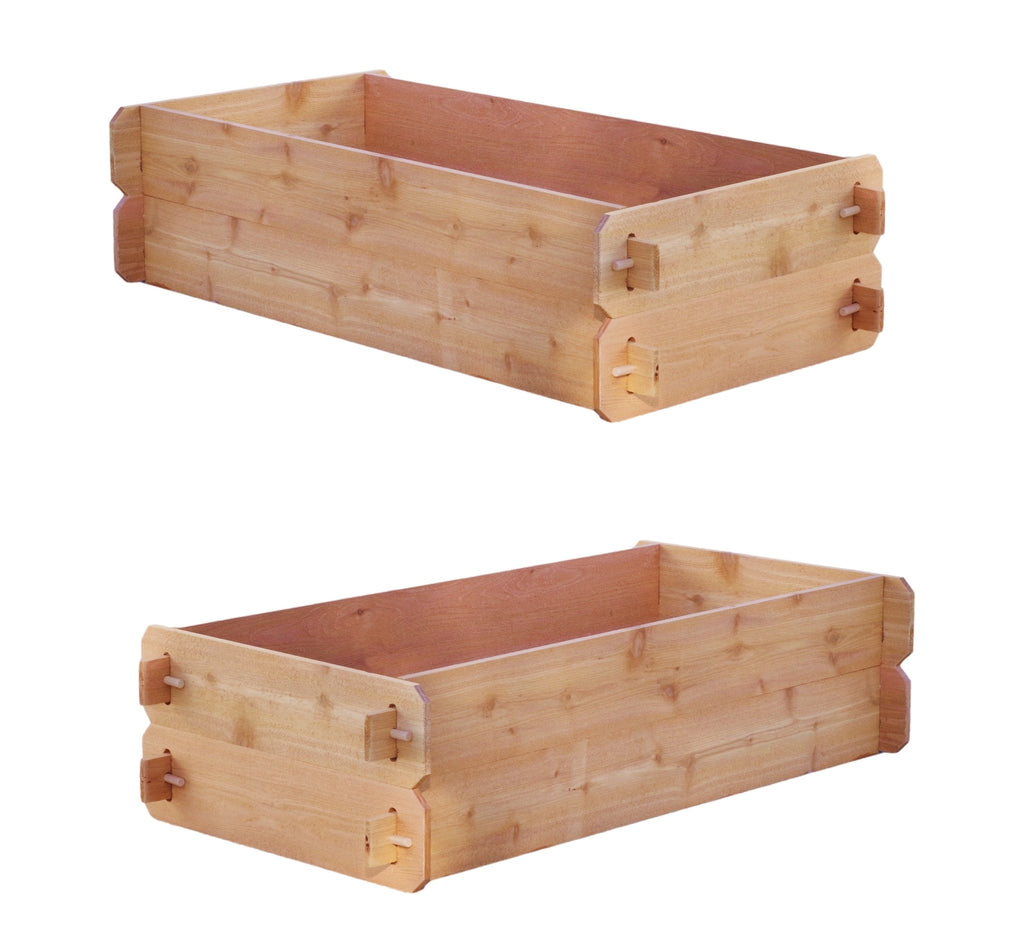 Set of 2 Easy Double Deep Cedar Raised Bed Kits – 2’ x 4’ - Cheeky Garden
