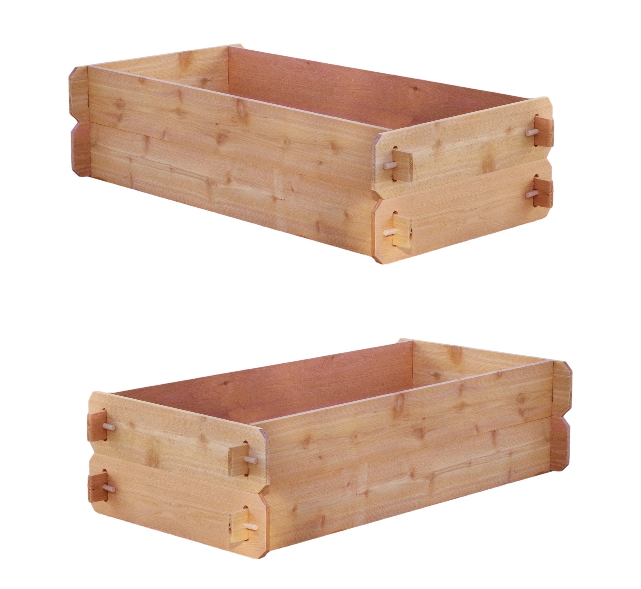 Set of 2 Easy Double Deep Cedar Raised Bed Kits – 2’ x 4’ - Cheeky Garden