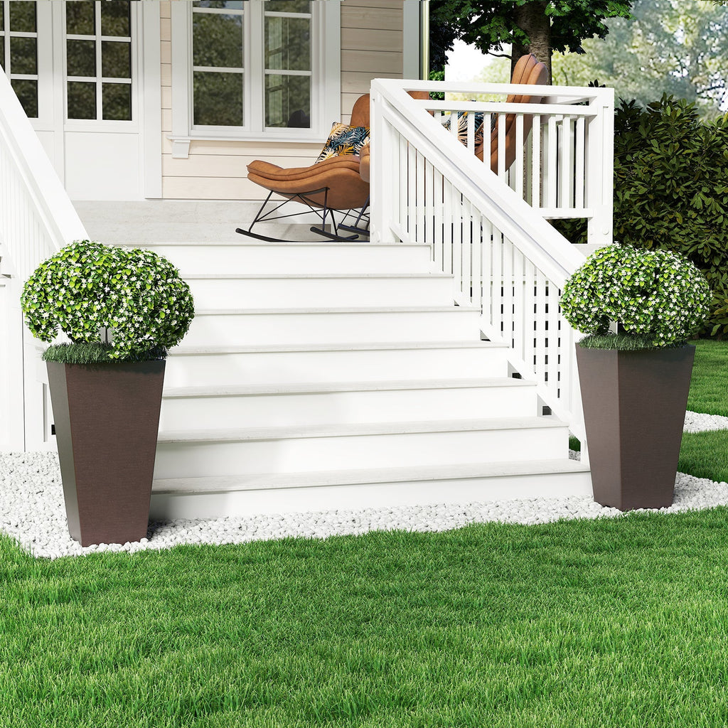 Set of 2 Square Taper Planter with Removable Inner Bucket and Optional Drainage Hole - Cheeky Garden