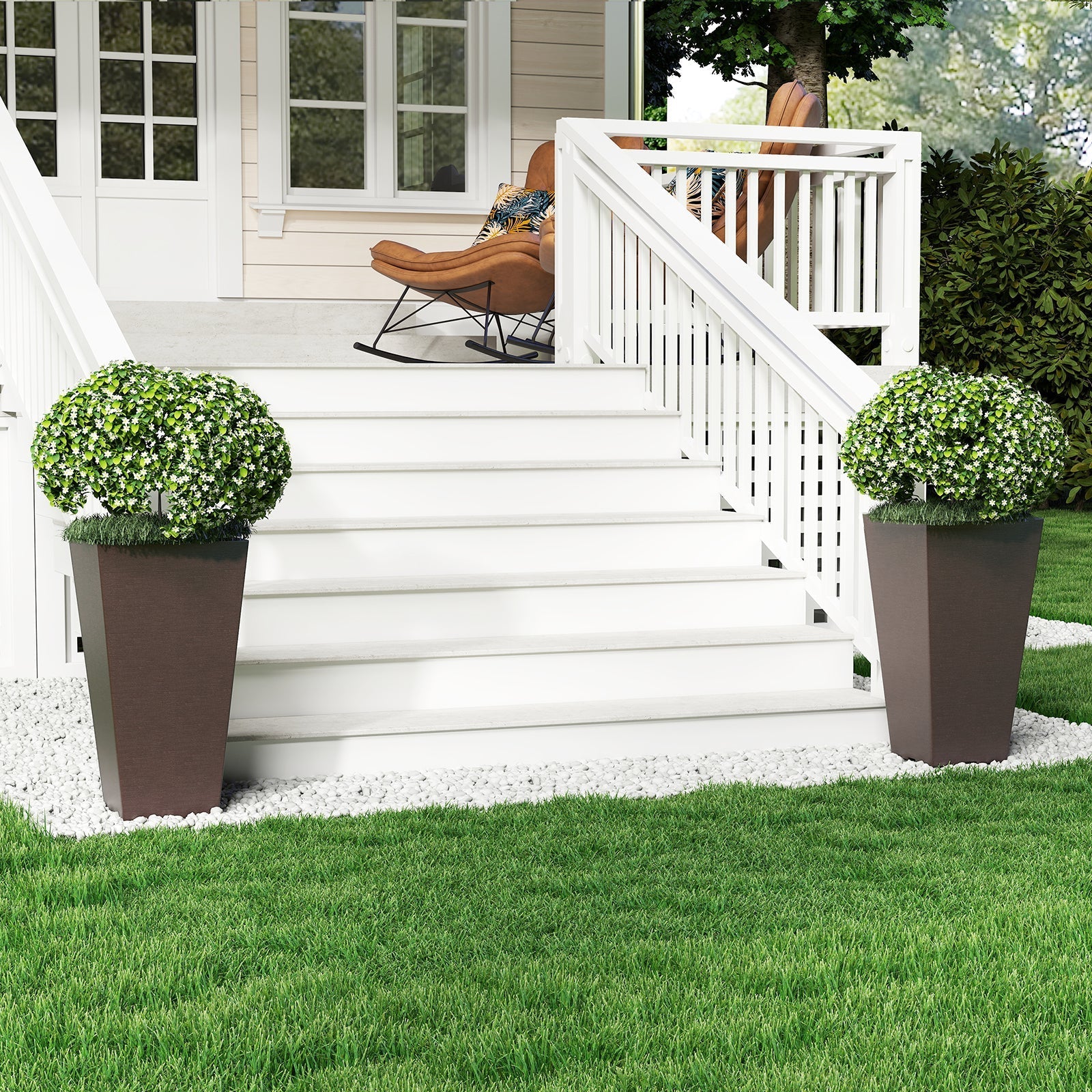 Set of 2 Square Taper Planter with Removable Inner Bucket and Optional Drainage Hole - Cheeky Garden