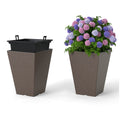 Set of 2 Square Taper Planter with Removable Inner Bucket and Optional Drainage Hole - Cheeky Garden