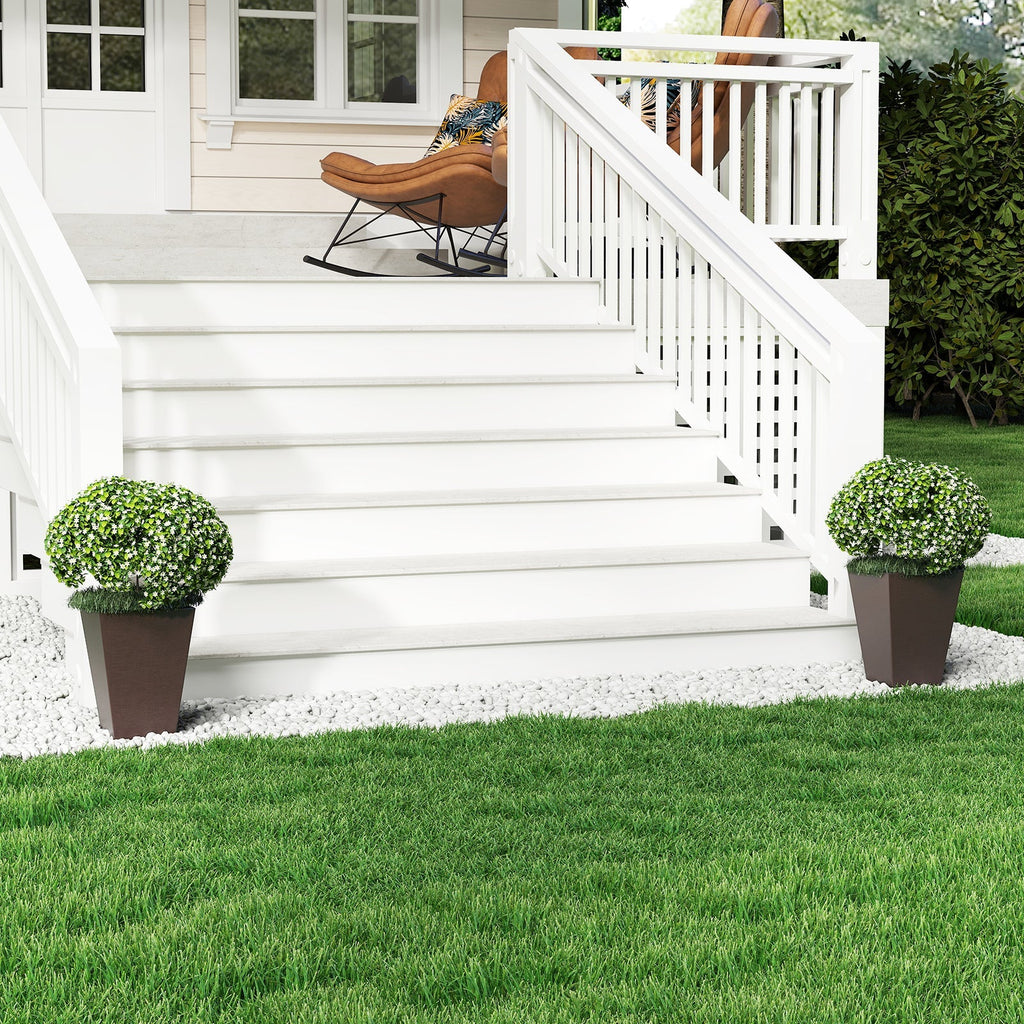 Set of 2 Square Taper Planter with Removable Inner Bucket and Optional Drainage Hole - Cheeky Garden