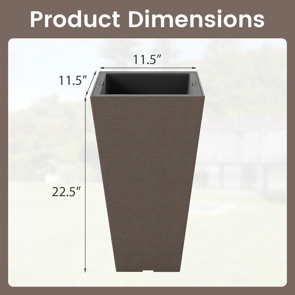 Set of 2 Square Taper Planter with Removable Inner Bucket and Optional Drainage Hole - Cheeky Garden