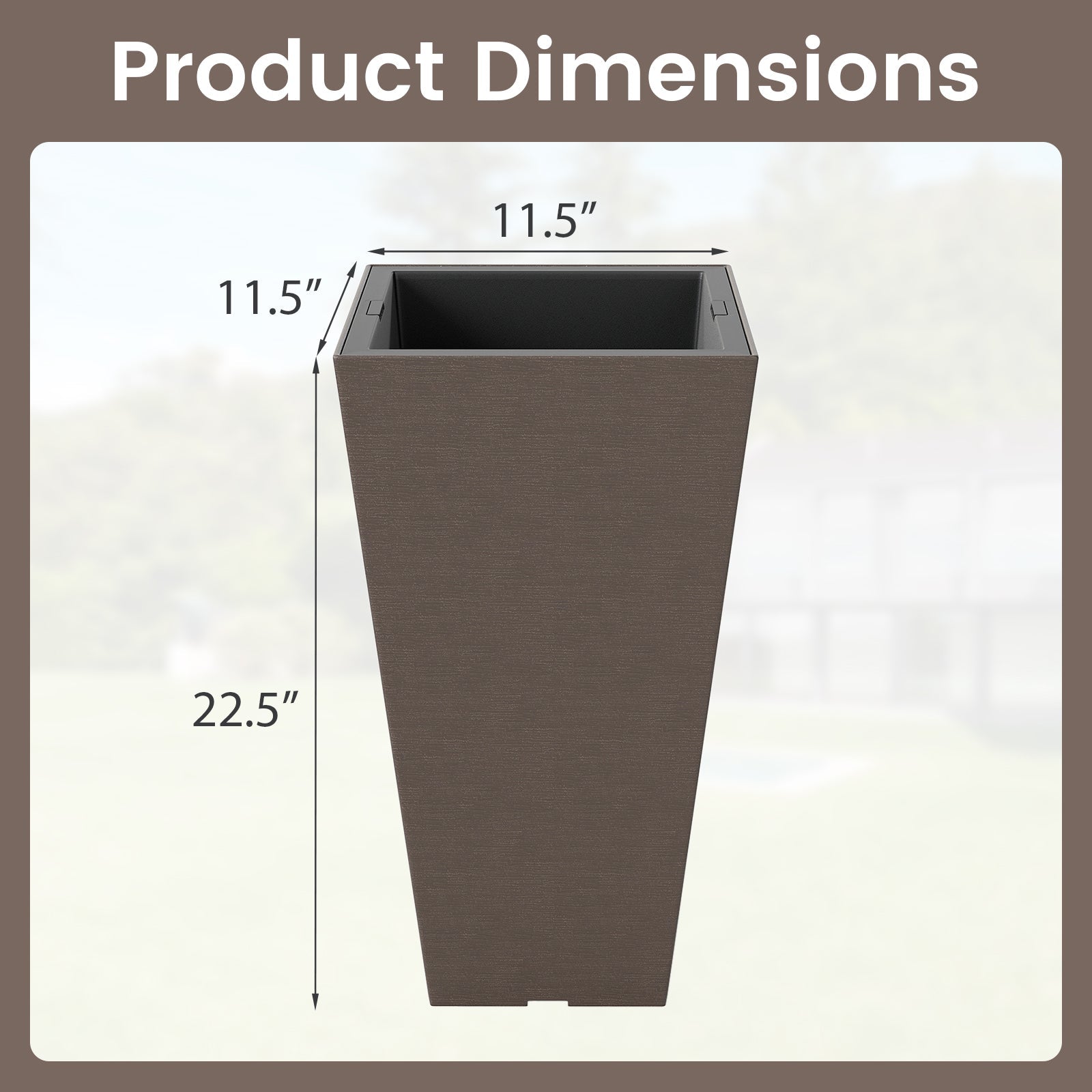 Set of 2 Square Taper Planter with Removable Inner Bucket and Optional Drainage Hole - Cheeky Garden