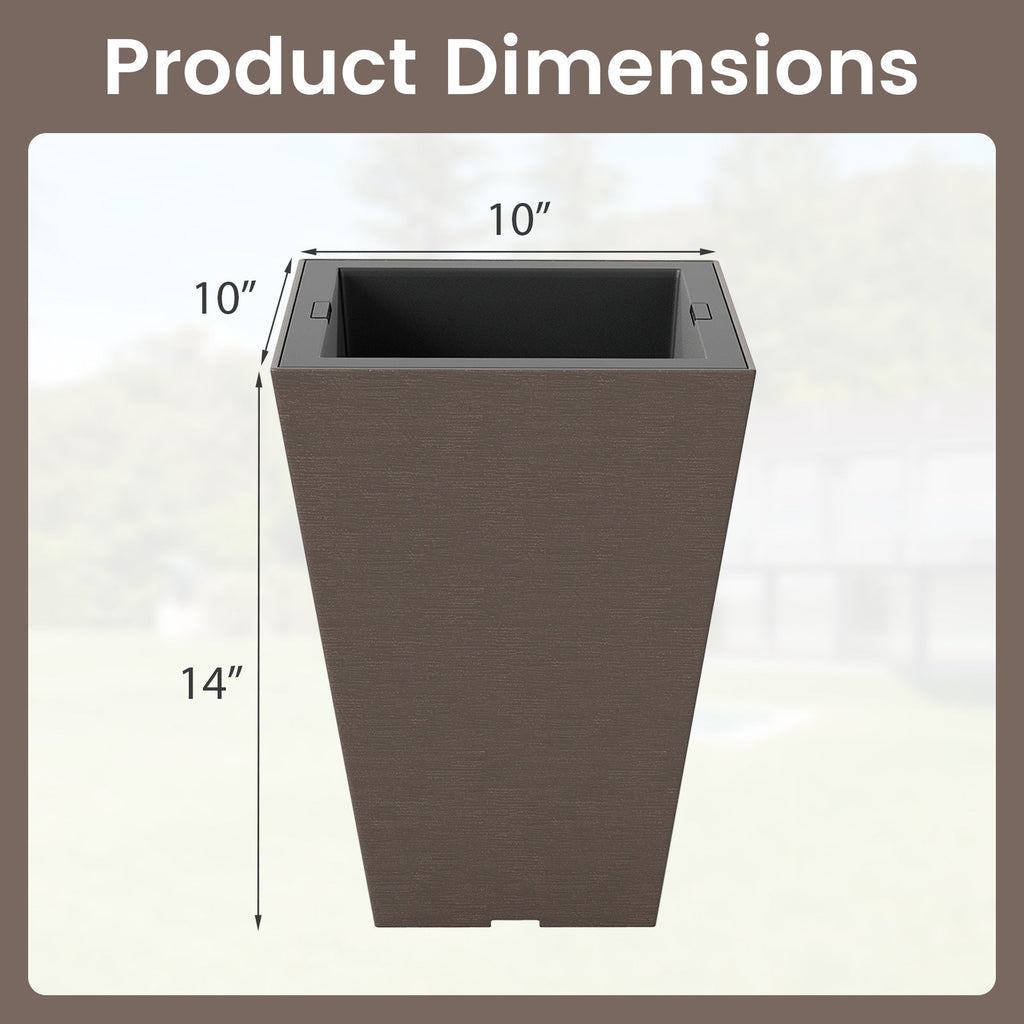 Set of 2 Square Taper Planter with Removable Inner Bucket and Optional Drainage Hole - Cheeky Garden