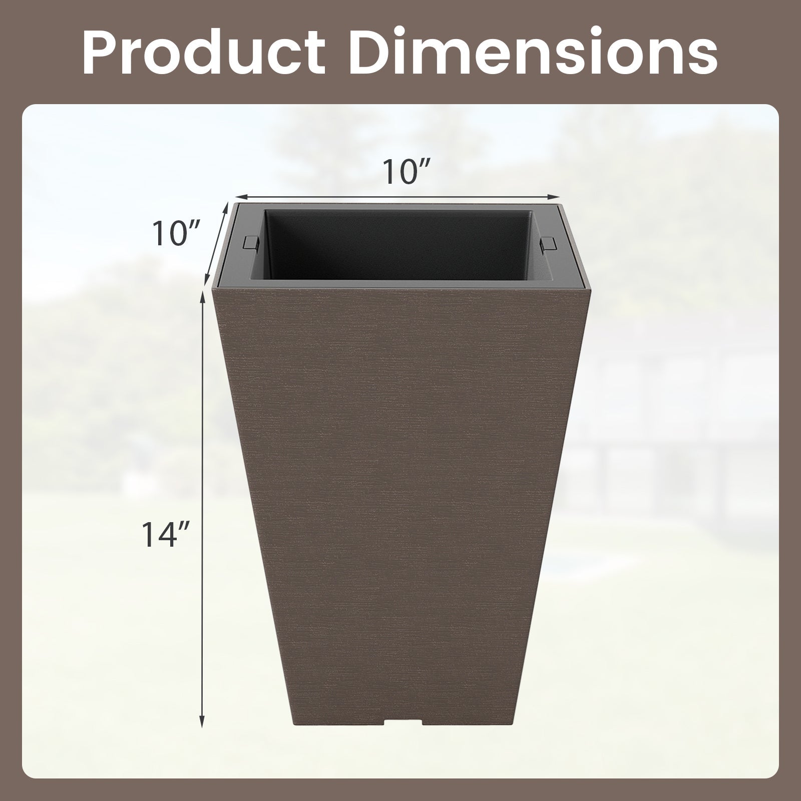 Set of 2 Square Taper Planter with Removable Inner Bucket and Optional Drainage Hole - Cheeky Garden