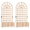 Set of 2 Wooden Raised Garden Bed with Trellis 71" Outdoor Planter Box Privacy Screen - Cheeky Garden