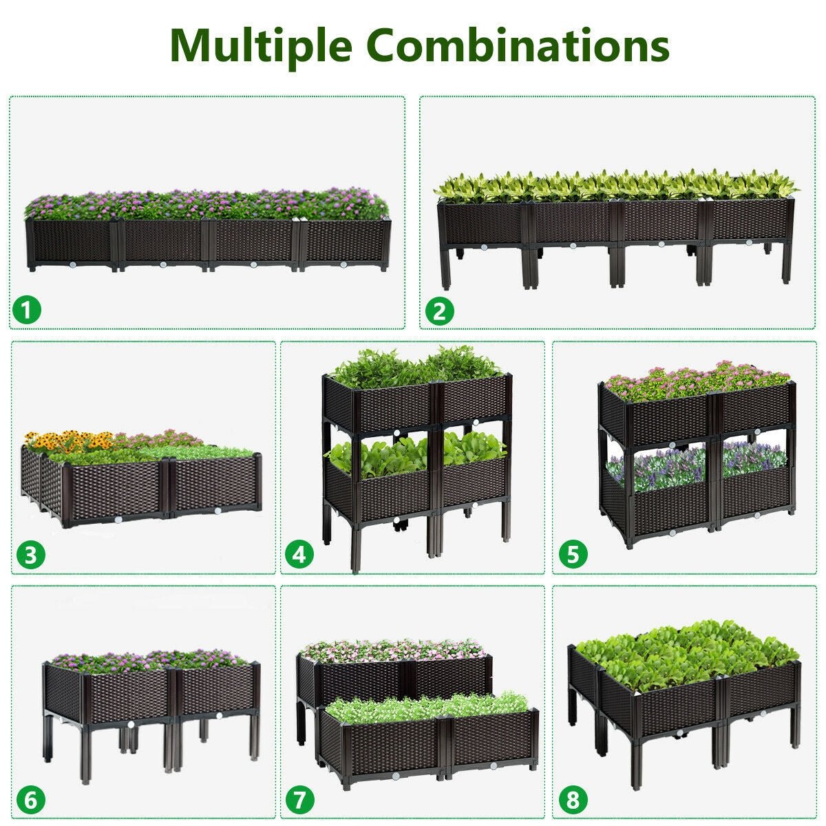 Set of 4 Elevated Flower Vegetable Herb Grow Planter Box - Cheeky Garden