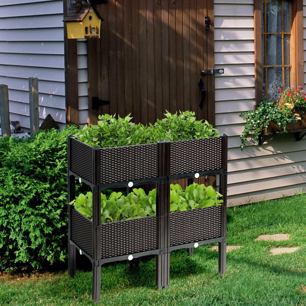 Set of 4 Elevated Flower Vegetable Herb Grow Planter Box - Cheeky Garden