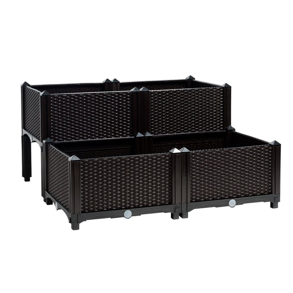 Set of 4 Elevated Flower Vegetable Herb Grow Planter Box - Cheeky Garden