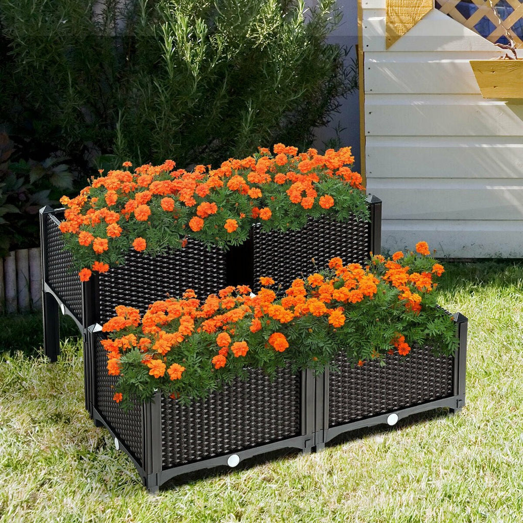 Set of 4 Elevated Flower Vegetable Herb Grow Planter Box - Cheeky Garden