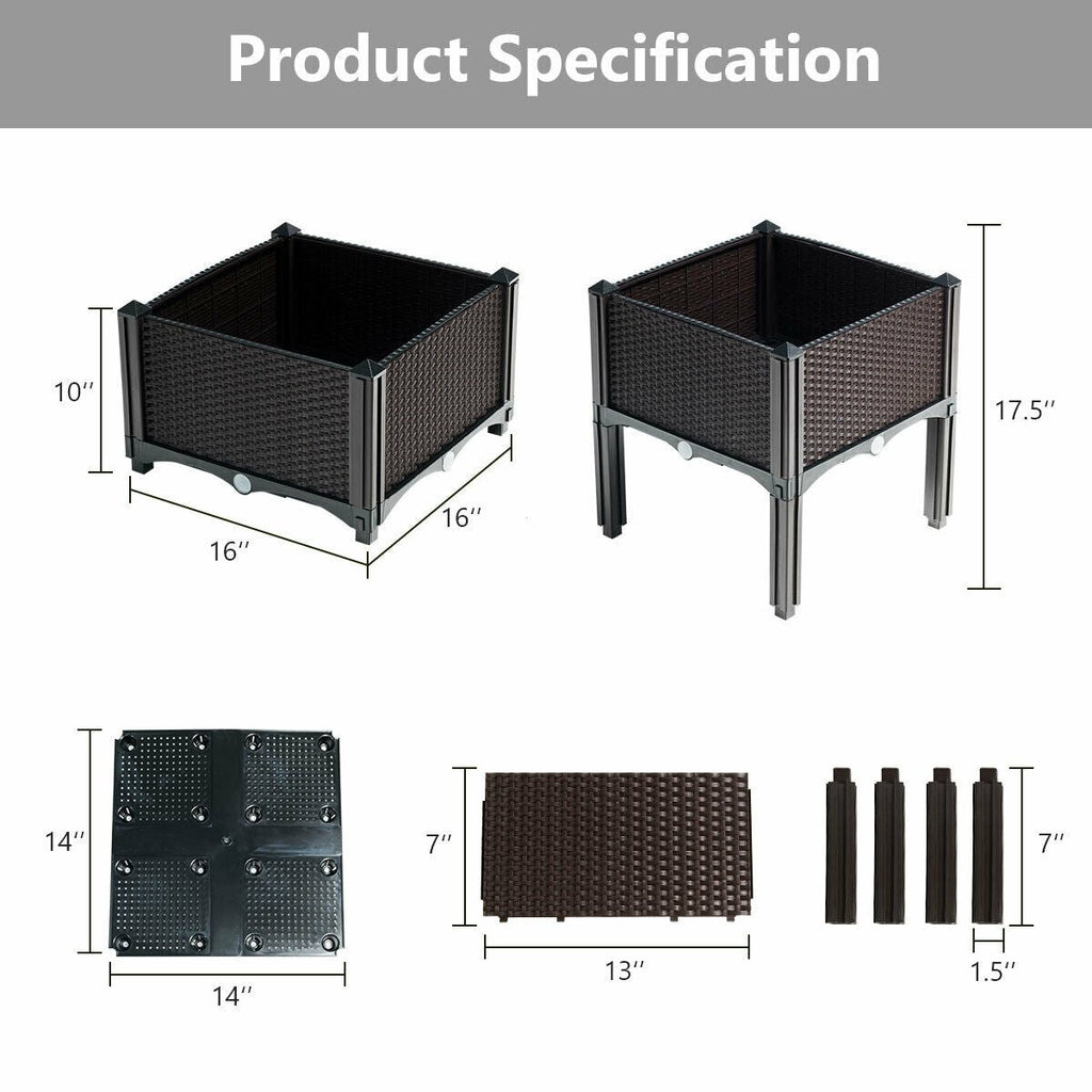 Set of 4 Elevated Flower Vegetable Herb Grow Planter Box - Cheeky Garden