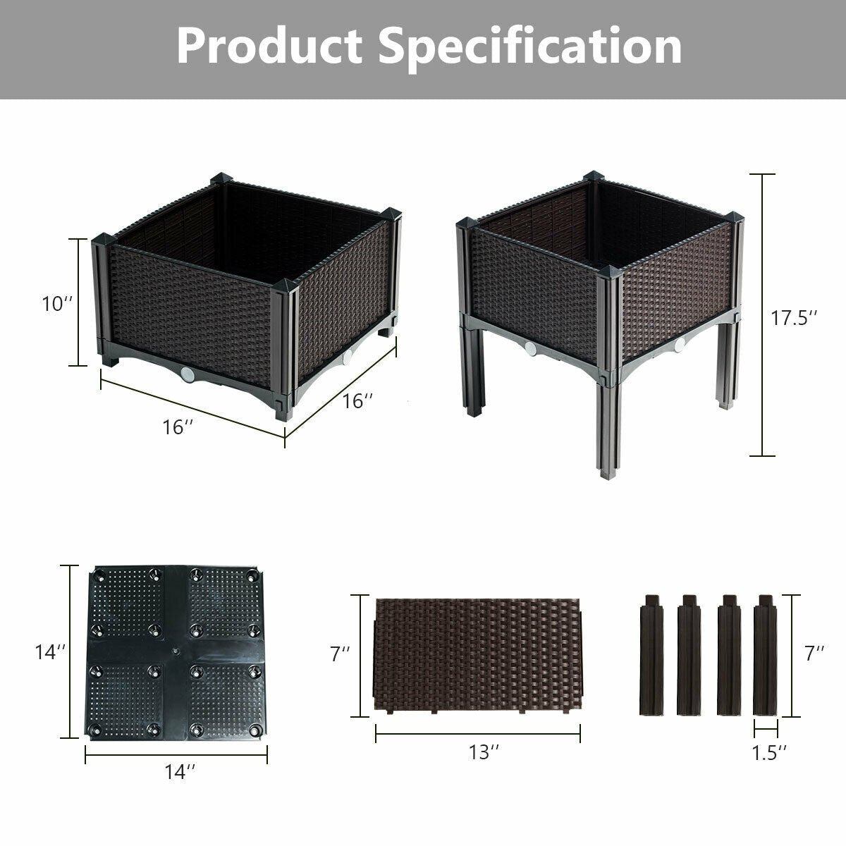 Set of 4 Elevated Flower Vegetable Herb Grow Planter Box - Cheeky Garden