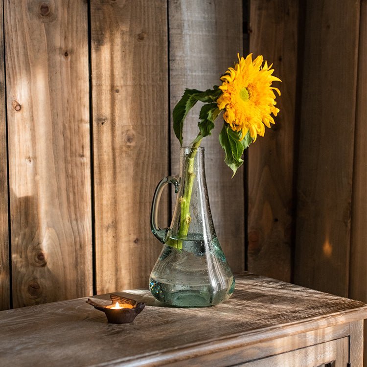 Small Openning Bubble Glass Kettle Vase 13" Tall - Cheeky Garden