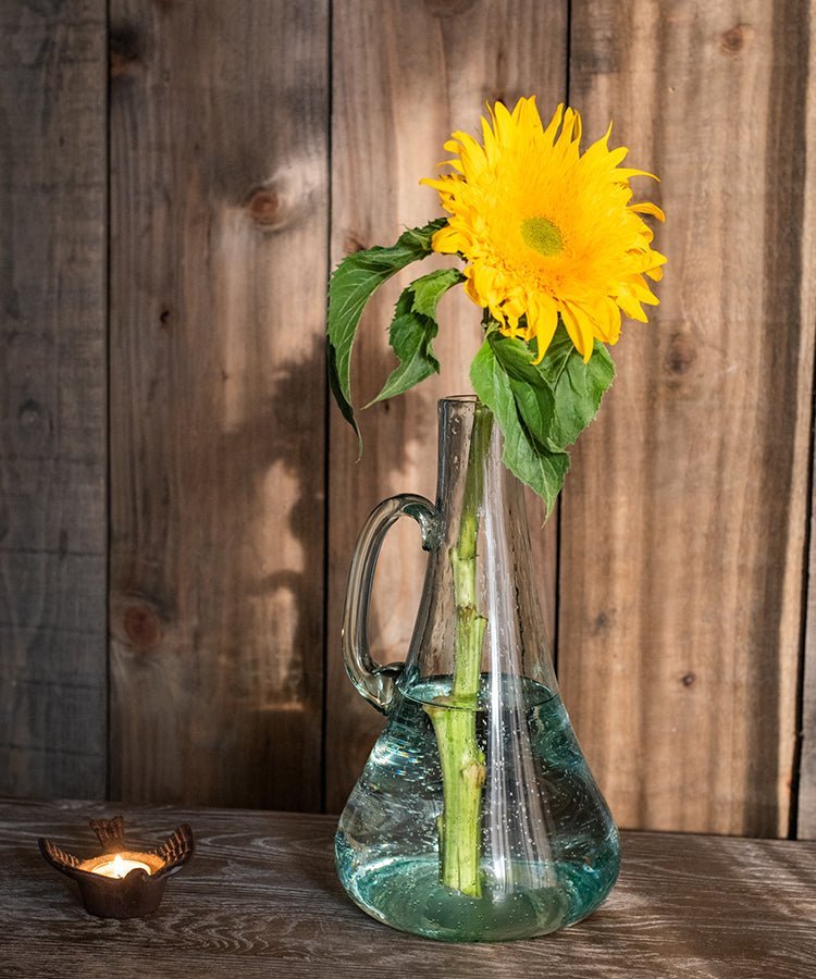Small Openning Bubble Glass Kettle Vase 13" Tall - Cheeky Garden