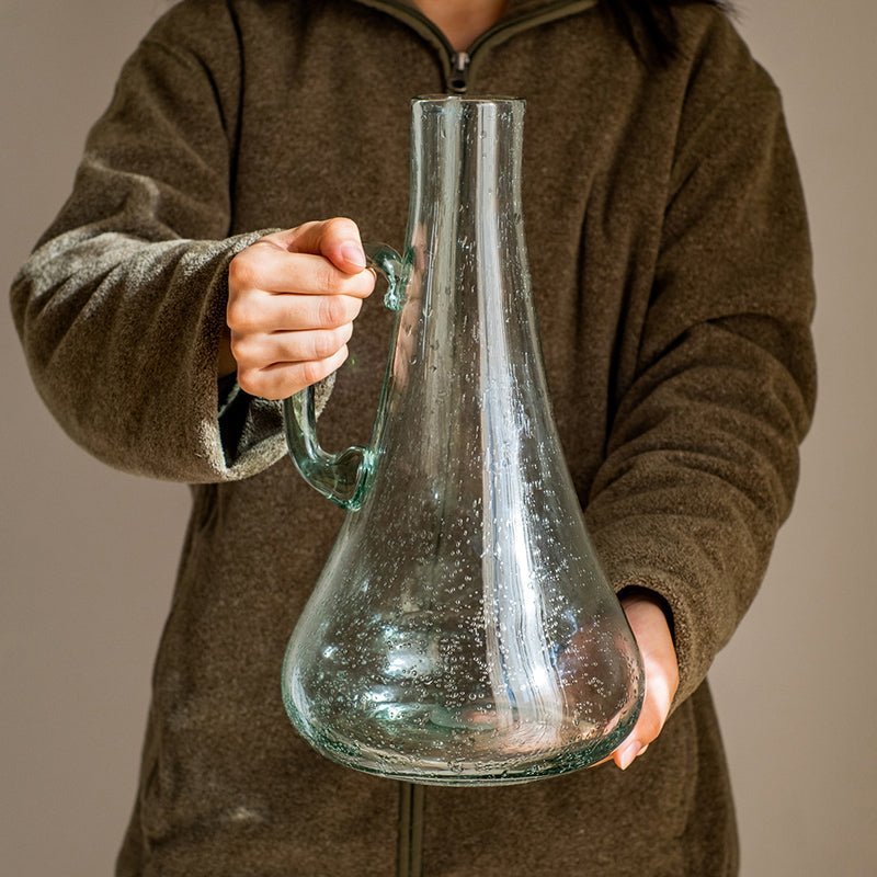 Small Openning Bubble Glass Kettle Vase 13" Tall - Cheeky Garden