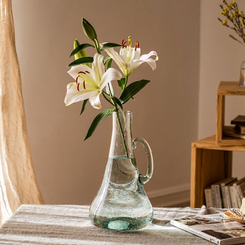 Small Openning Bubble Glass Kettle Vase 13" Tall - Cheeky Garden