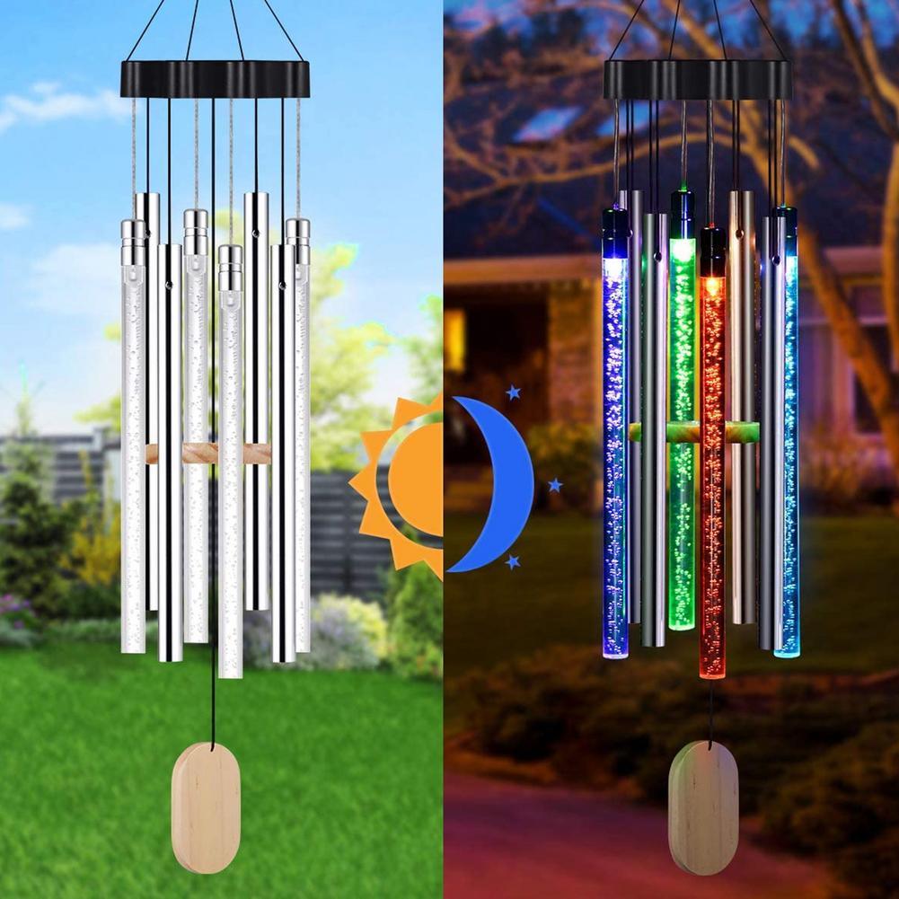 Solar Wind Chimes Changing Color LED Solar Outside Wind Chime Auto-sensing Solar Powered Memorial Wind Chimes with Light IP55 Waterproof Hanging Solar Light For Home Garden Decor Housewarming Gift For Garden Patio Home Decor - Cheeky Garden